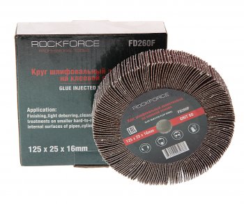 899 р. Круг лепестковый зачистной 125x25x16мм M14 (Grit 60) ROCKFORCE ROCKFORCE rf-fd260f  с доставкой в г. Керчь. Увеличить фотографию 1