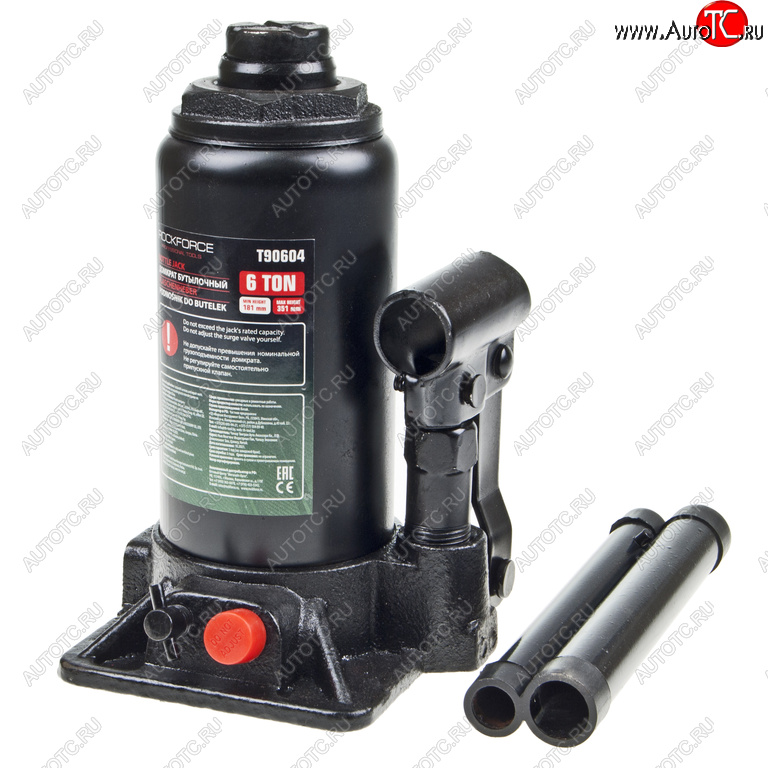 2 699 р. Домкрат бутылочный 6т 181-351мм с клапаном ROCKFORCE ROCKFORCE rf-t90604(ds)  с доставкой в г. Керчь