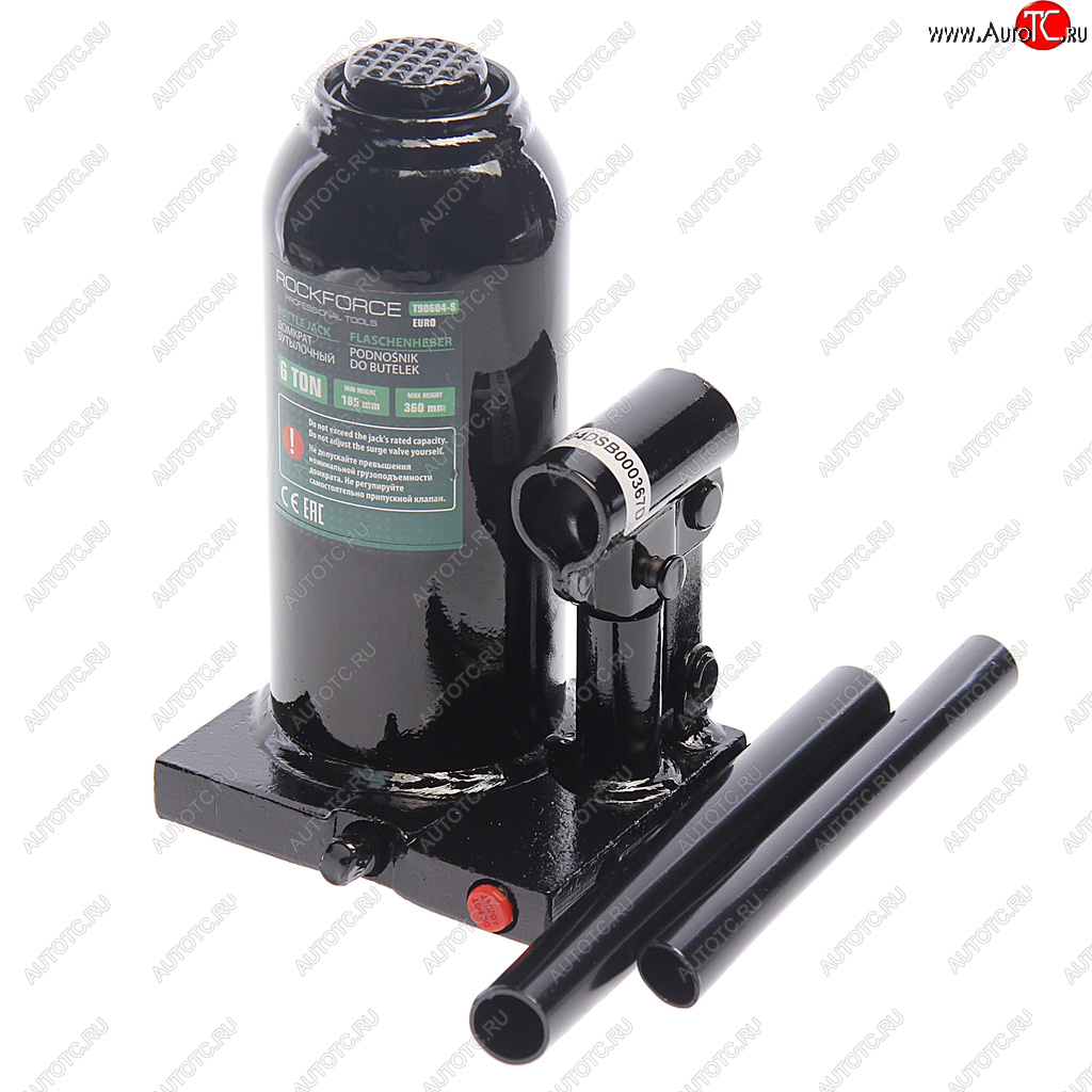 3 699 р. Домкрат бутылочный 6т 185-360мм с клапаном ROCKFORCE ROCKFORCE rf-t90604seuro  с доставкой в г. Керчь