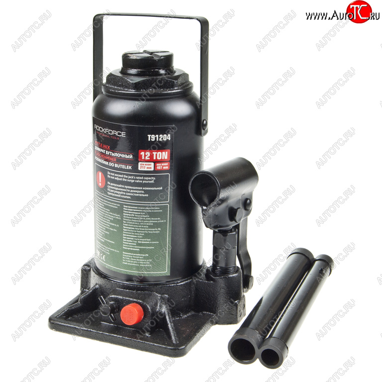 3 789 р. Домкрат бутылочный 12т 217-407мм с клапаном ROCKFORCE ROCKFORCE rf-t91204(ds)  с доставкой в г. Керчь