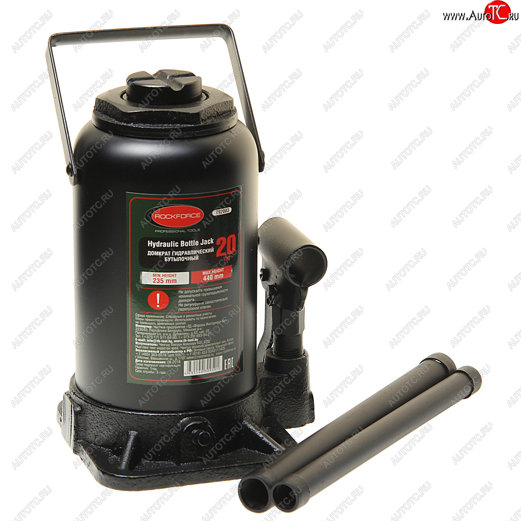 13 799 р. Домкрат бутылочный 20т 248-598мм с клапаном ROCKFORCE ROCKFORCE rf-t92003  с доставкой в г. Керчь