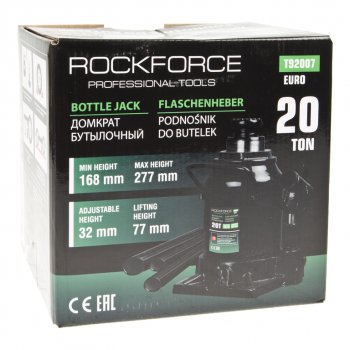 6 649 р. Домкрат бутылочный 20т 168-277мм низкопрофильный ROCKFORCE ROCKFORCE rf-t92007euro ROCKFORCE rf-t92007euro  с доставкой в г. Керчь. Увеличить фотографию 3
