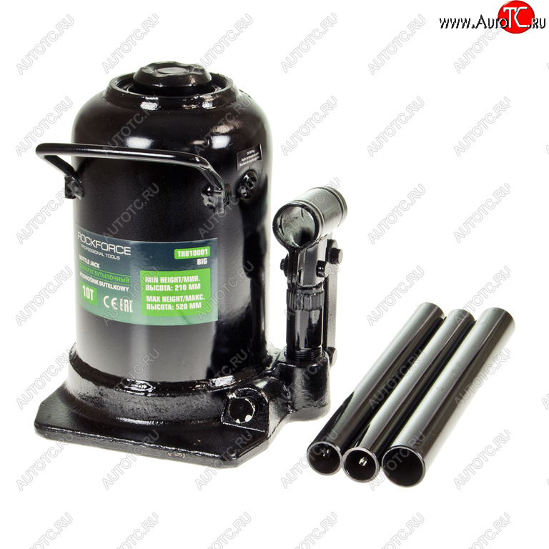 9 449 р. Домкрат бутылочный 10т 210-520мм 2-х плунжерный ROCKFORCE ROCKFORCE rf-th810001big  с доставкой в г. Керчь