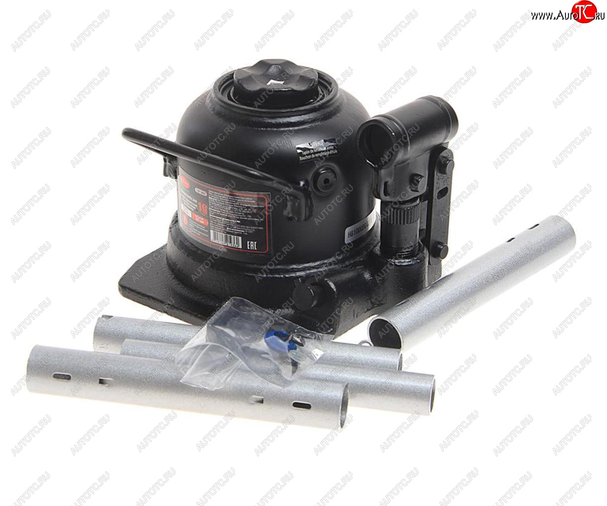 7 199 р. Домкрат бутылочный 10т 125-215мм 2-х плунжерный ROCKFORCE ROCKFORCE rf-th810002  с доставкой в г. Керчь