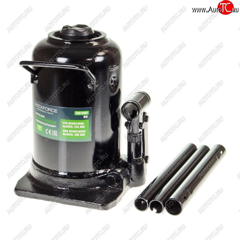 12 599 р. Домкрат бутылочный 12т 235-500мм 2-х плунжерный ROCKFORCE ROCKFORCE rf-th812001big  с доставкой в г. Керчь