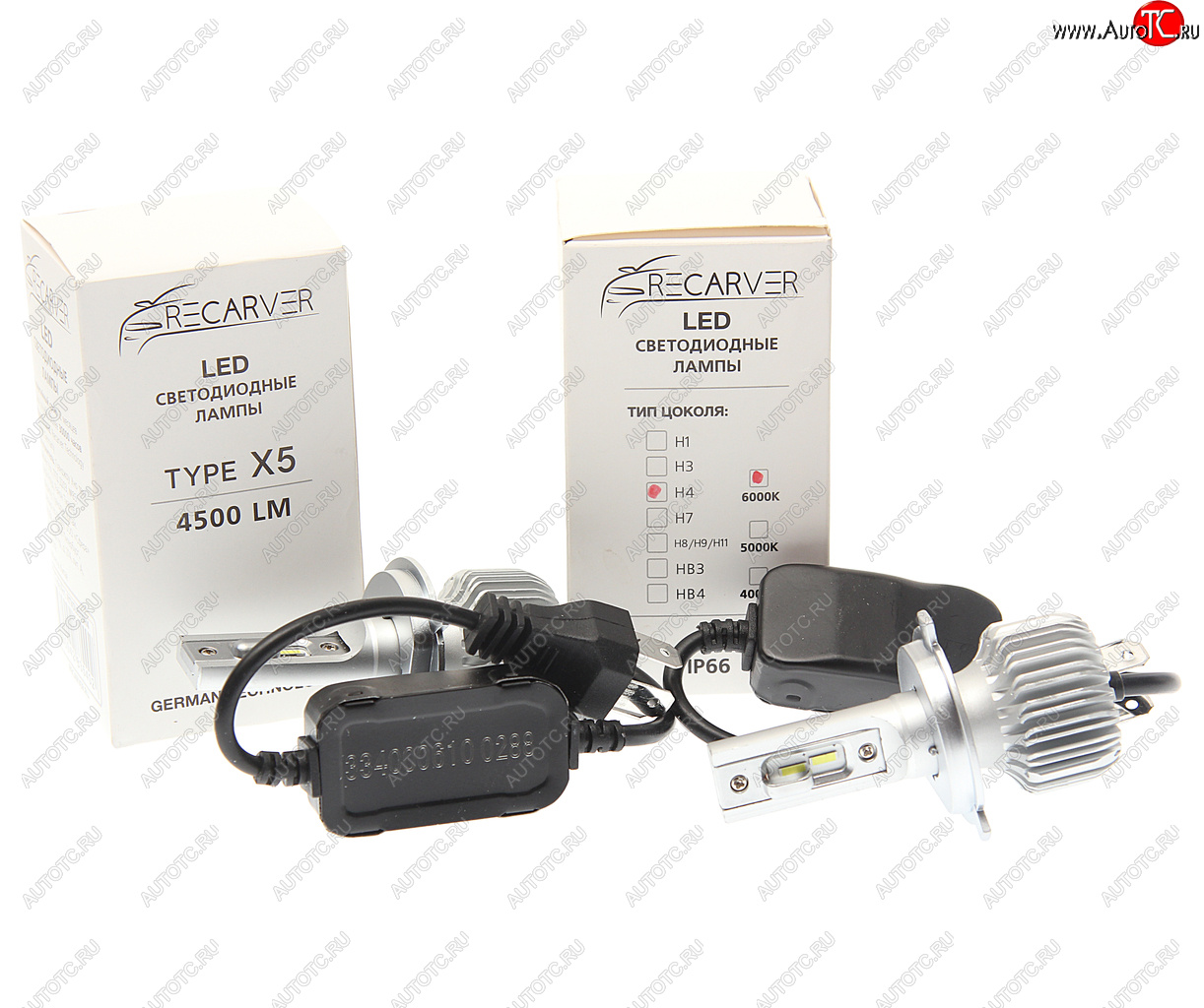 2 969 р. Лампа светодиодная 12V H4 P43t-38 4500Lm (2шт.) Type X5 OMEGALIGHT OMEGALIGHT rtx5led70h4-2  с доставкой в г. Керчь