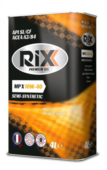 2 069 р. Масло моторное MP X SL/CF 10W40 п/синт.4л RIXX RIXX rx0002mpx RIXX rx0002mpx  с доставкой в г. Керчь. Увеличить фотографию 1