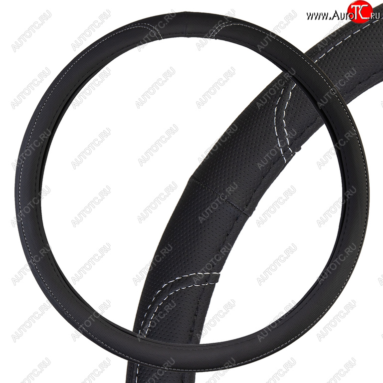 649 р. Оплетка руля (XXXL) 46-48см экокожа черно-серая SKYWAY SKYWAY s01102493  с доставкой в г. Керчь