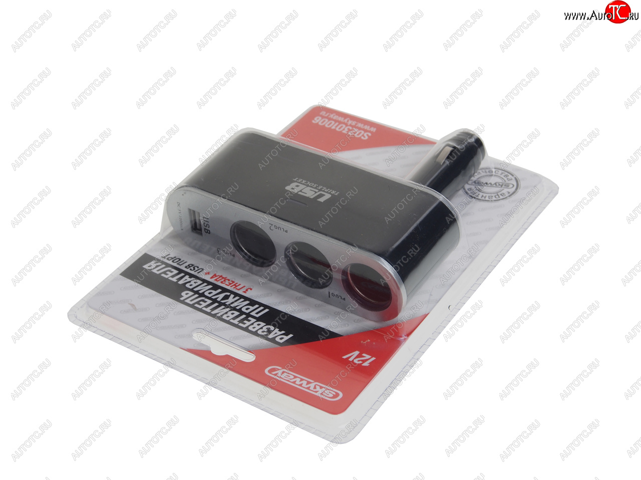 519 р. Разветвитель прикуривателя 3-х гнездовой 12V 1USB SKYWAY SKYWAY s02301006  с доставкой в г. Керчь