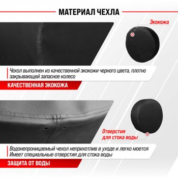 1 189 р. Чехол на запасное колесо R-16,17 d=77см экокожа черный SKYWAY SKYWAY s06301044  с доставкой в г. Керчь. Увеличить фотографию 3
