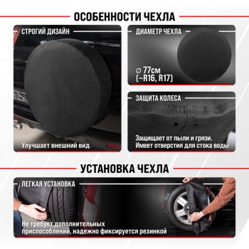 1 089 р. Чехол на запасное колесо R-16,17 d=77см оксфорд черный SKYWAY SKYWAY s06301064  с доставкой в г. Керчь. Увеличить фотографию 2