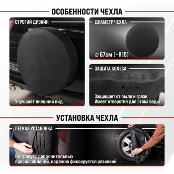1 079 р. Чехол на запасное колесо R-15 d=67см оксфорд черный SKYWAY SKYWAY s06301065  с доставкой в г. Керчь. Увеличить фотографию 2