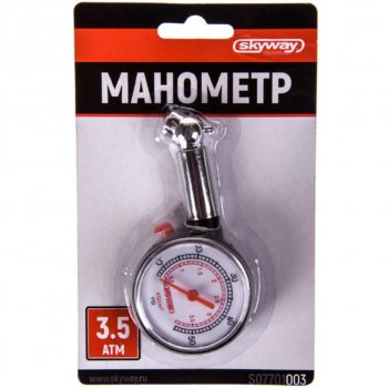 202 р. Манометр шинный механический 3.5атм. SKYWAY SKYWAY s07701003  с доставкой в г. Керчь. Увеличить фотографию 2