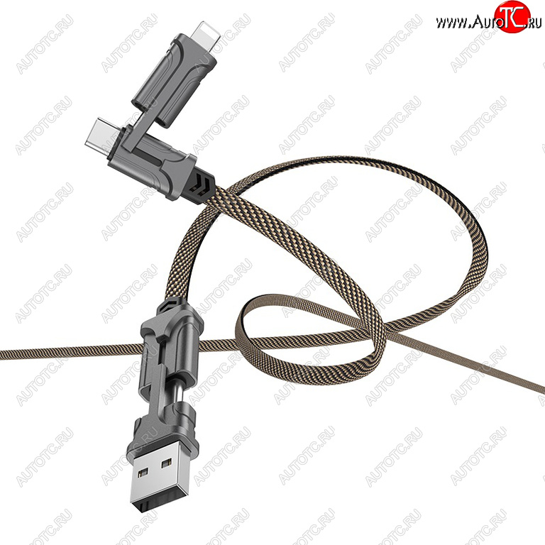 639 р. Кабель iPhone (5-)USB Type C 1.2м HOCO HOCO s22 black&brown  с доставкой в г. Керчь