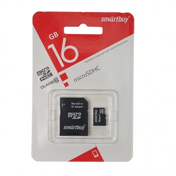 Карта памяти 16GB MicroSD class 10 + SD адаптер SMART BUY SMART BUY sb16gbsdcl10-01le