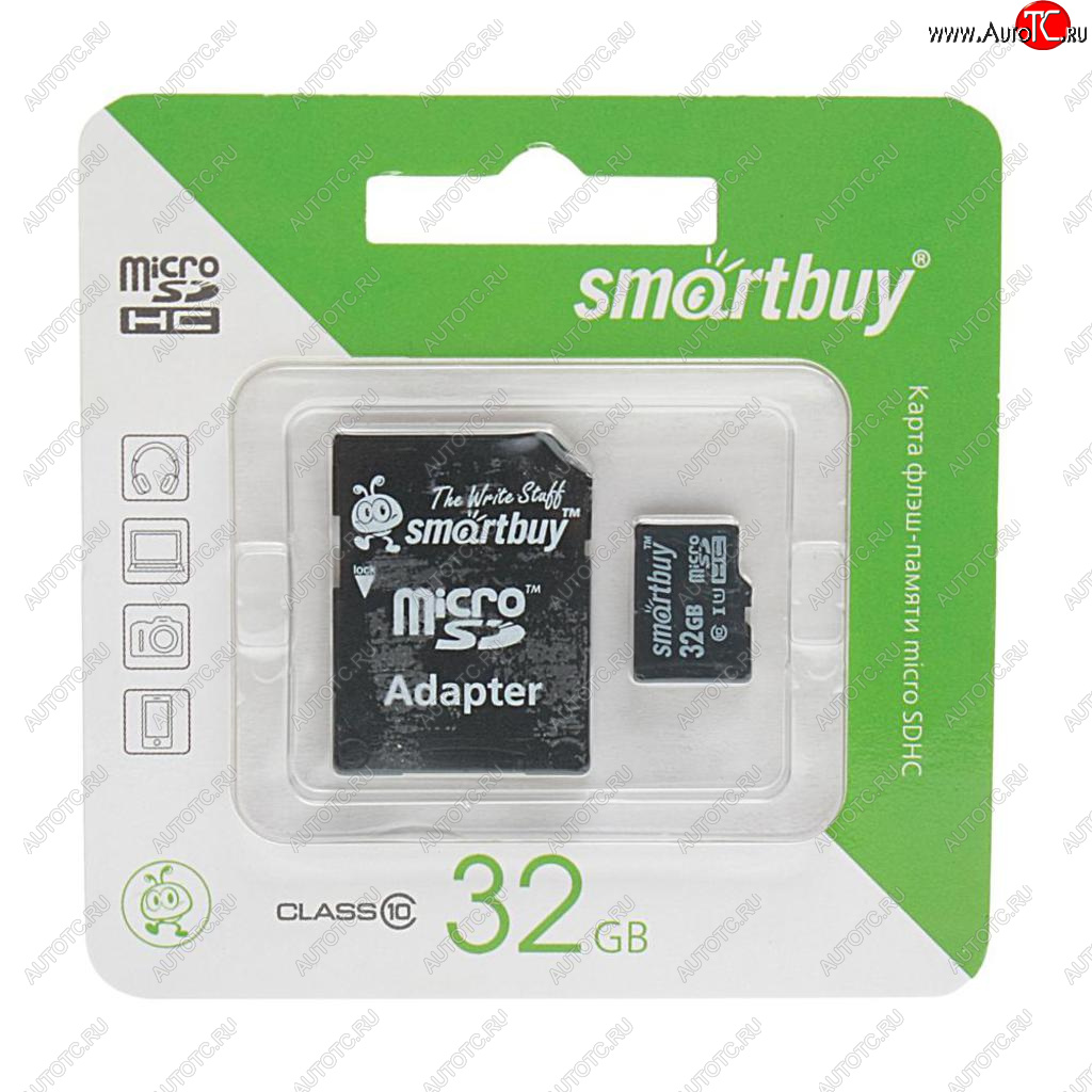 359 р. Карта памяти 32GB MicroSD class 10 + SD адаптер SMART BUY SMART BUY sb32gbsdcl10-01  с доставкой в г. Керчь