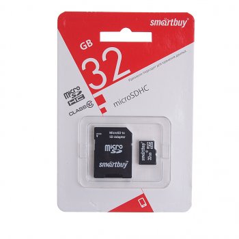 Карта памяти 32GB MicroSD class 10 + SD адаптер SMART BUY SMART BUY sb32gbsdcl10-01le
