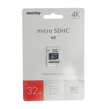 Карта памяти 32GB MicroSD class 10 + SD адаптер SMART BUY SMART BUY sb32gbsdcl10u3l-01