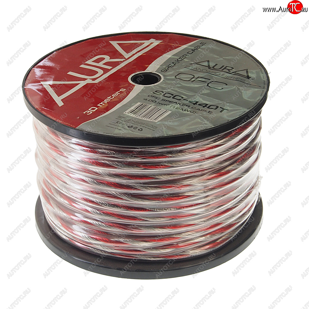 459 р. Кабель акустический 12Ga (2х4мм) 1м AURA AURA scc-440t 30м  с доставкой в г. Керчь