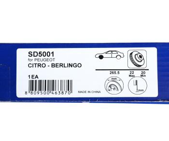 2 469 р. Диск тормозной PEUGEOT 207,208,307 CITROEN C3,C4,C5 передний (1шт.) SANGSIN SANGSIN sd5001  с доставкой в г. Керчь. Увеличить фотографию 5