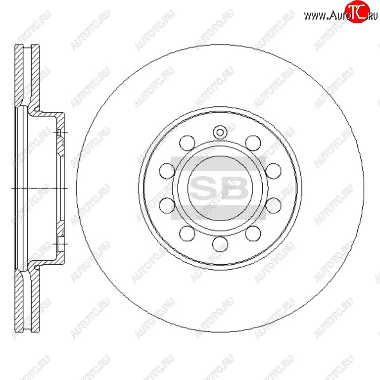3 599 р. Диск тормозной VW Golf,Touran AUDI A3 SEAT Ibiza SKODA Octavia передний (1шт.) SANGSIN SANGSIN sd5405  с доставкой в г. Керчь