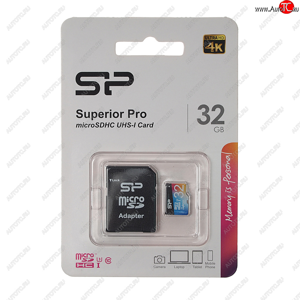 649 р. Карта памяти 32GB MicroSD class 10 + SD адаптер SILICON POWER SILICON POWER sp032gbsthdu3v20sp  с доставкой в г. Керчь