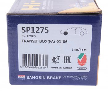 2 199 р. Колодки тормозные передние (4шт.) SANGSIN Ford Transit цельнометаллический фургон дорестайлинг (2000-2006)  с доставкой в г. Керчь. Увеличить фотографию 4