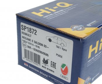 1 379 р. Колодки тормозные передние (4шт.) SANGSIN Renault Megane седан  дорестайлинг (2002-2006)  с доставкой в г. Керчь. Увеличить фотографию 3