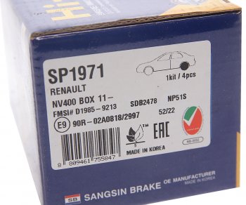 2 879 р. Колодки тормозные задние (4шт.) SANGSIN Renault Fluence дорестайлинг (2010-2012)  с доставкой в г. Керчь. Увеличить фотографию 4