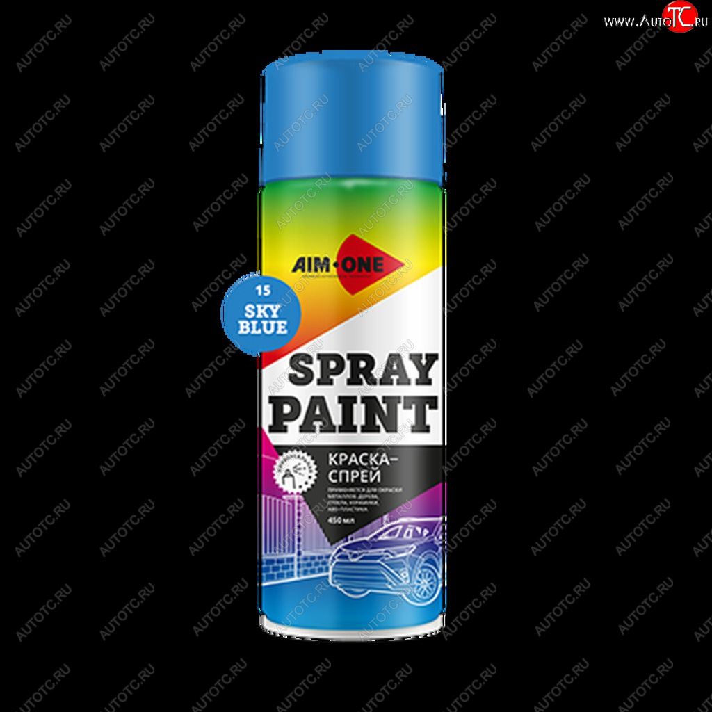 265 р. Краска синяя аэрозоль 450мл акриловая Spray Paint Blue AIM-ONE AIM-ONE sp-b21  с доставкой в г. Керчь