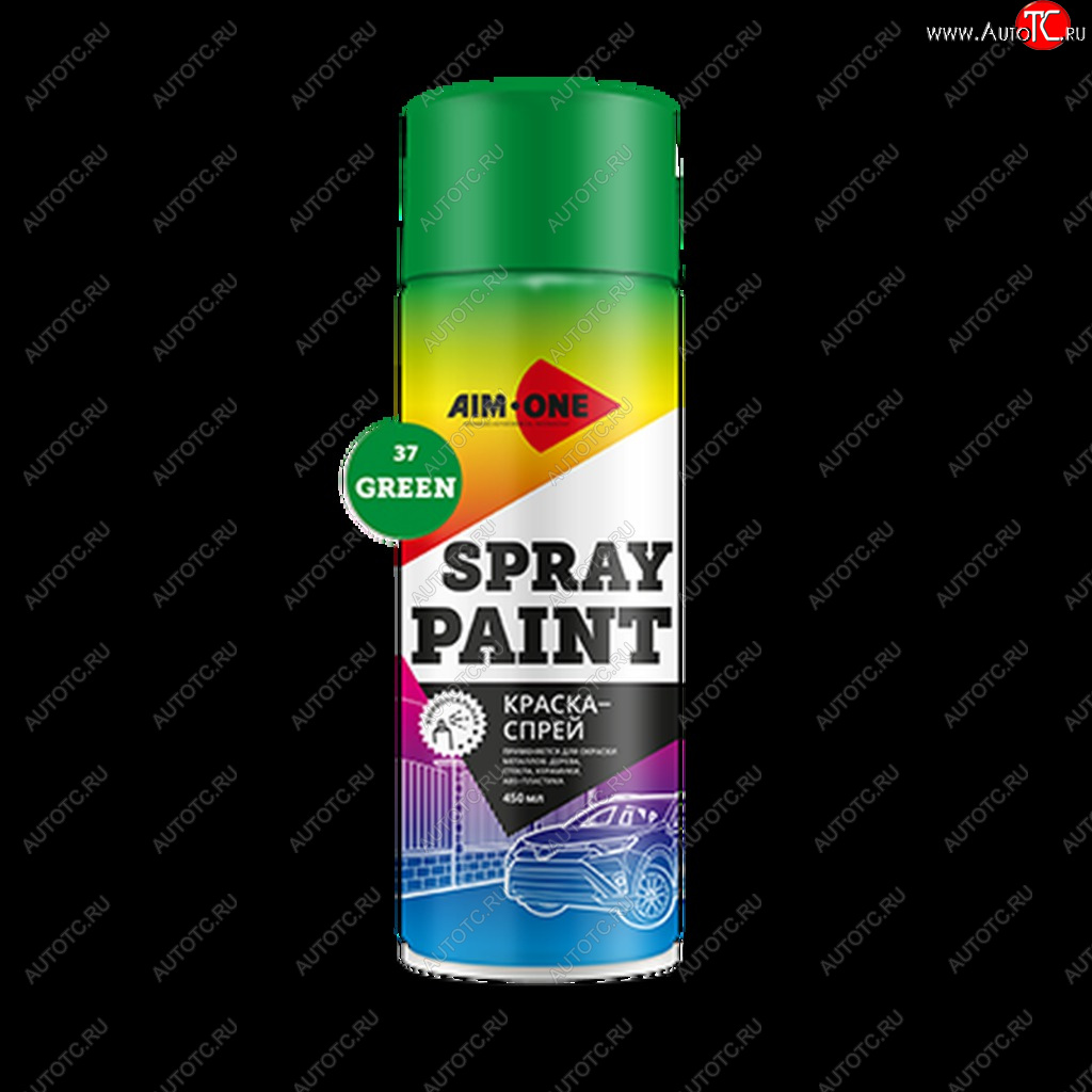 265 р. Краска зеленая аэрозоль 450мл акриловая Spray Paint Green AIM-ONE AIM-ONE sp-gr37  с доставкой в г. Керчь