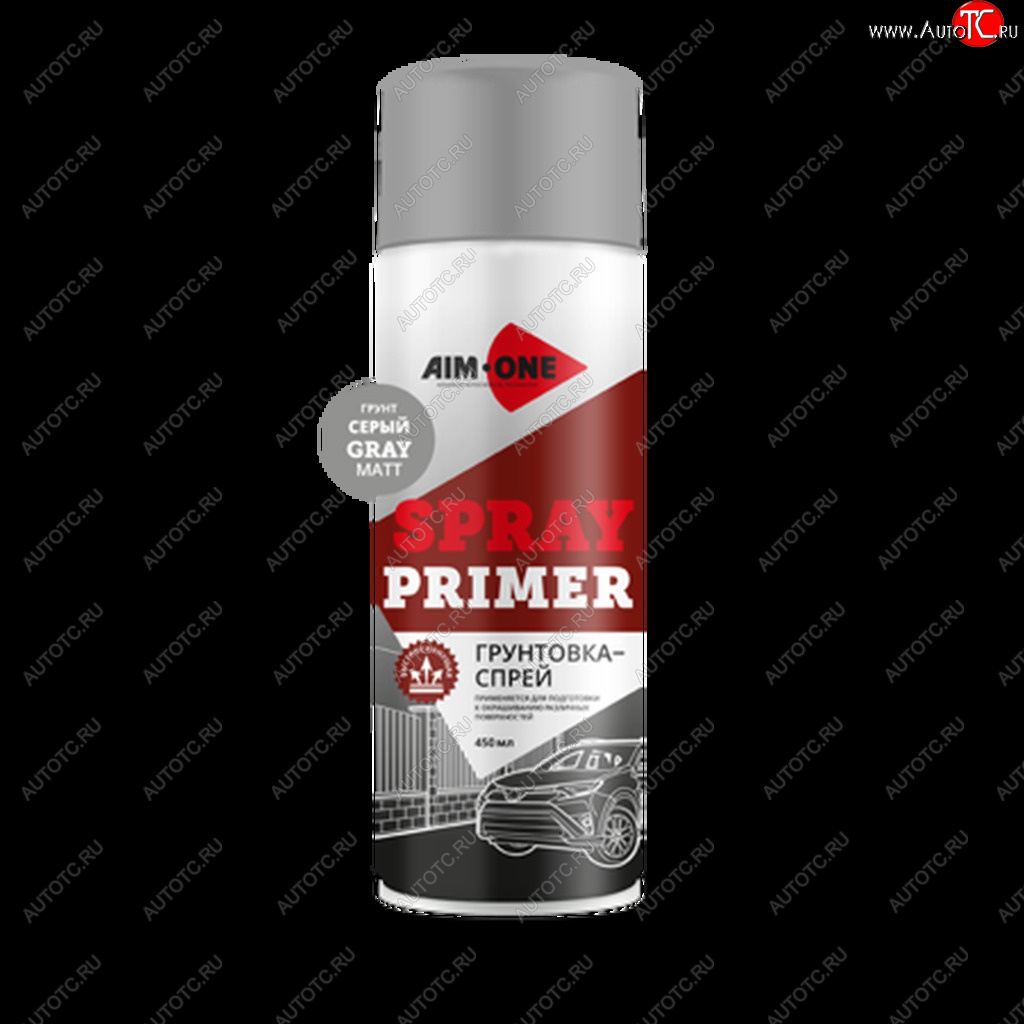 265 р. Грунт серый матовый аэрозоль 450мл Spray Primer Gray Matt AIM-ONE AIM-ONE spr-mg48  с доставкой в г. Керчь