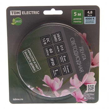 449 р. Лента светодиодная гибкая 4.8W 5м IP20 12V нейтральный белый (блистер) TDM TDM sq0331-0367  с доставкой в г. Керчь. Увеличить фотографию 1