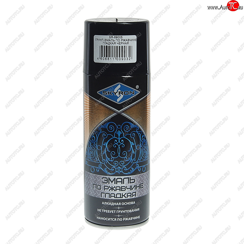 379 р. Грунт-эмаль по ржавчине черная RAL 9005 аэрозоль 520мл SKYRON SKYRON sr-69005  с доставкой в г. Керчь