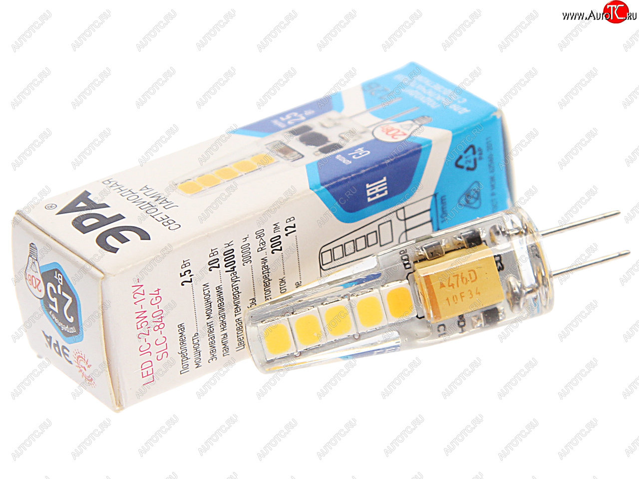 201 р. Лампа светодиодная G4 2.5W (20W) 12V нейтральный ЭРА ЭРА std led-jc-2,5w-12v-slc-840-g4  с доставкой в г. Керчь