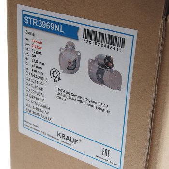 9 599 р. Стартер ГАЗ-3302 дв.CUMMINS ISF2.8 12В z=10 2.5кВт KRAUF KRAUF str3969nl KRAUF str3969nl  с доставкой в г. Керчь. Увеличить фотографию 4