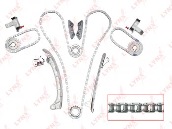 26 749 р. Комплект цепи ГРМ TOYOTA Land Cruiser Prado (02-) (4.0) (3 цепи+башмак+3 успок+3 натяж+4 звез) LYNX LYNX tk0043  с доставкой в г. Керчь. Увеличить фотографию 1