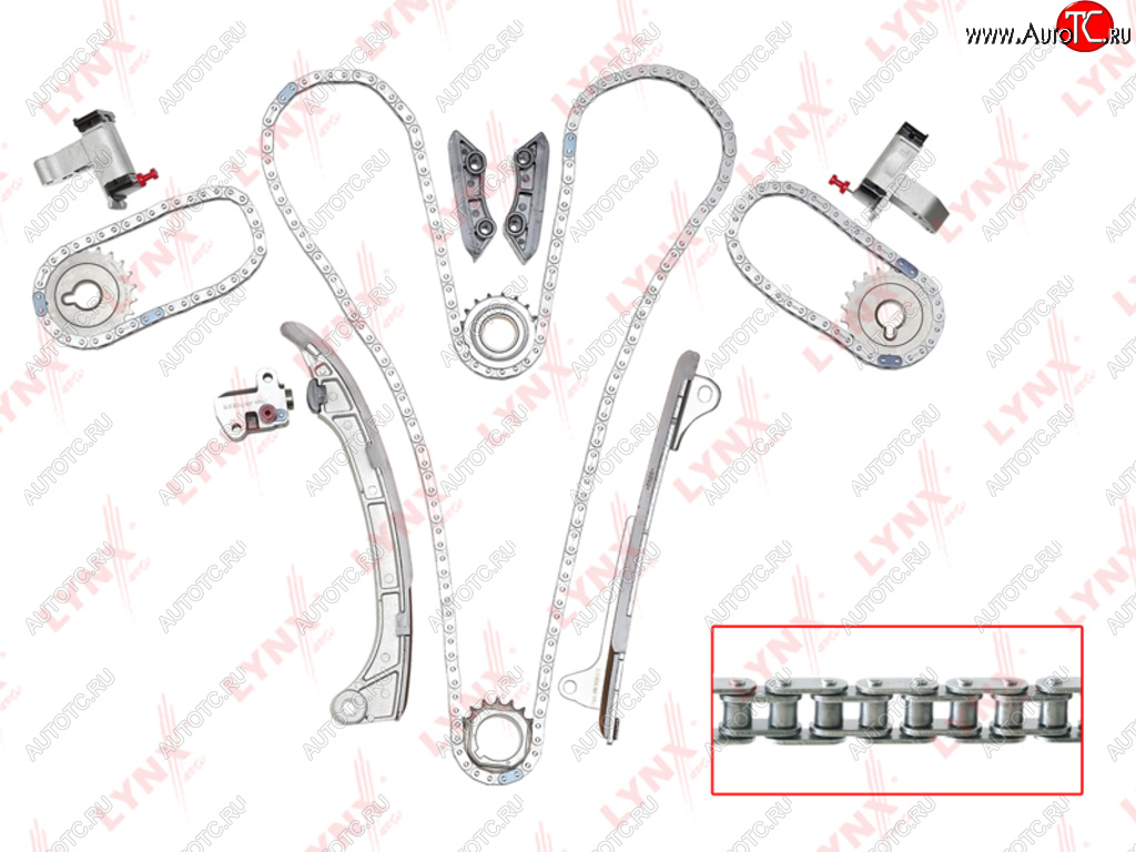 26 749 р. Комплект цепи ГРМ TOYOTA Land Cruiser Prado (02-) (4.0) (3 цепи+башмак+3 успок+3 натяж+4 звез) LYNX LYNX tk0043  с доставкой в г. Керчь