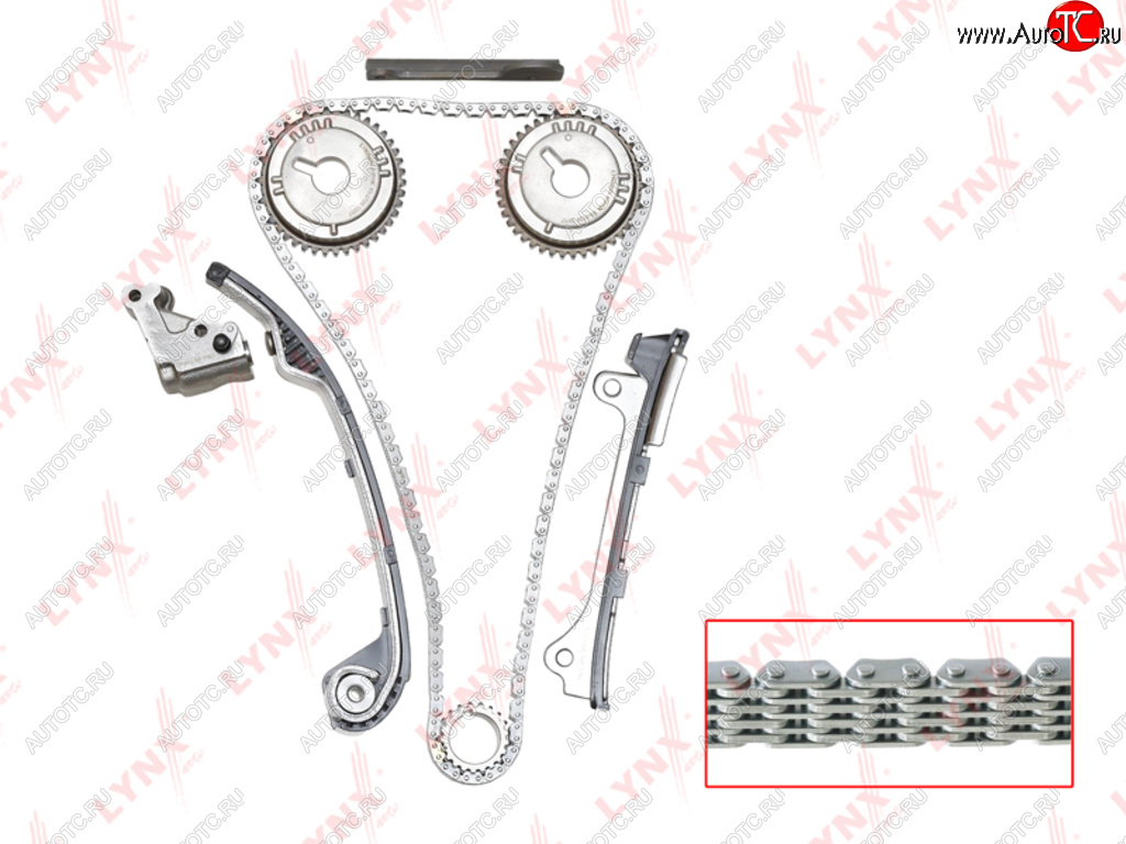 13 849 р. Комплект цепи ГРМ NISSAN Almera (00-) (1.8) (1 цепь+башмак натяж+2 успокоит+натяж+3 звезды) LYNX LYNX tk0052  с доставкой в г. Керчь
