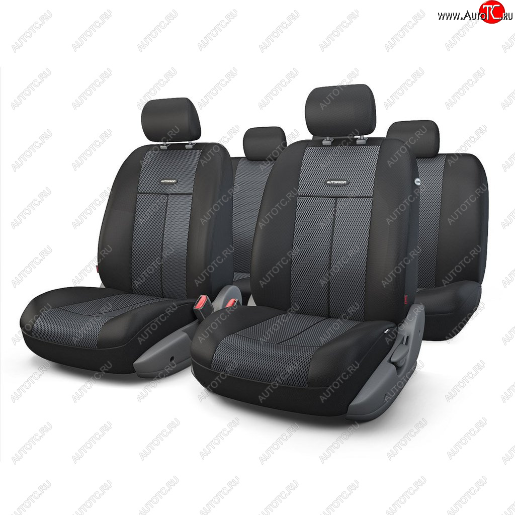 3 069 р. Универсальные чехлы сидений (майка, 9 предм., полиэстер-сетка (AIRBAG)) AUTOPROFI   (черные)  с доставкой в г. Керчь