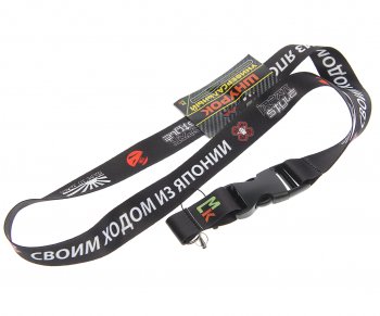 Шнурок на шею с карабином Своим ходом тканевый, черный MASHINOKOM MASHINOKOM ttk 077