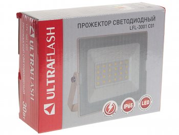 589 р. Светильник светодиодный 220V 30W 6500K белый ULTRAFLASH ULTRAFLASH uf-fl3001w  с доставкой в г. Керчь. Увеличить фотографию 3