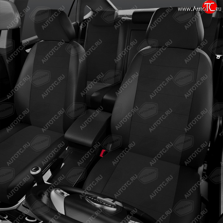 5 699 р. Авточехлы универсальные экокожа-жаккард черные комплект AVTOLIDER AVTOLIDER ukk31-0101  с доставкой в г. Керчь