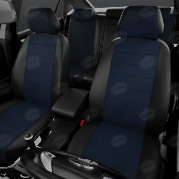 Авточехлы универсальные экокожа-жаккард черно-синие комплект AVTOLIDER AVTOLIDER ukk31-0104
