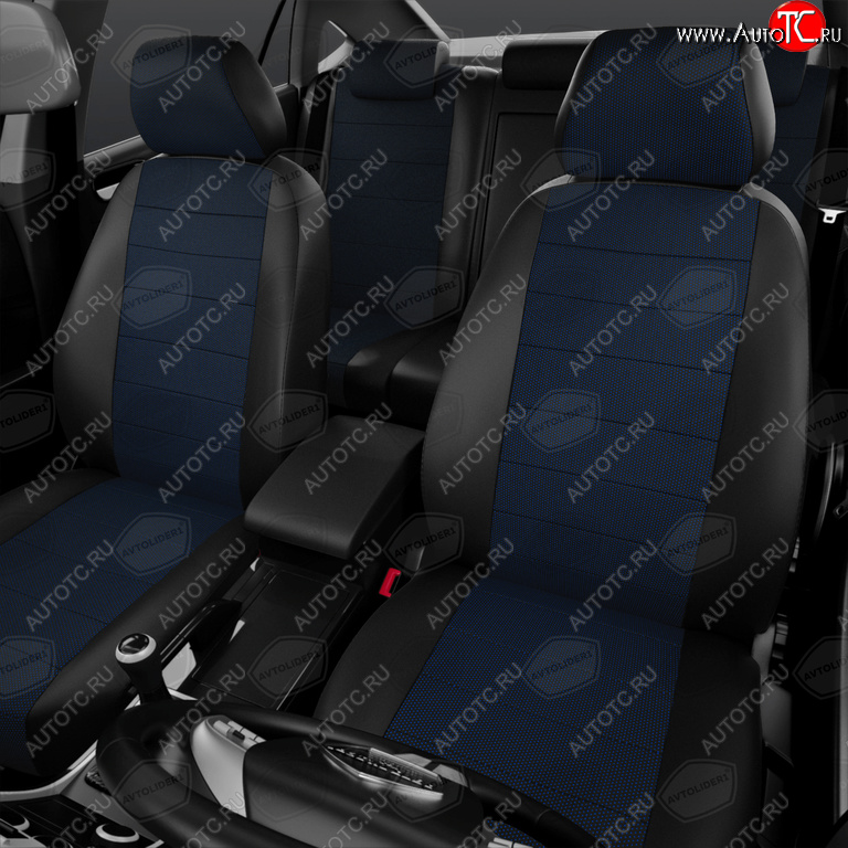 5 699 р. Авточехлы универсальные экокожа-жаккард черно-синие комплект AVTOLIDER AVTOLIDER ukk31-0104  с доставкой в г. Керчь