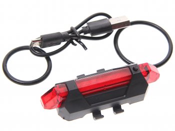 349 р. Фонарь велосипедный задний USB кабель с аккумулятором 918mAh 2 режима красный Led NO NAME ут00021659  с доставкой в г. Керчь. Увеличить фотографию 1