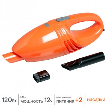 1 179 р. Пылесос автомобильный 12V 120W в прикуриватель (2 насадки) оранжевый AIRLINE AIRLINE vca-00  с доставкой в г. Керчь. Увеличить фотографию 4