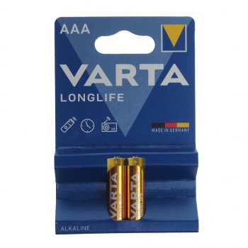 107 р. Батарейка AAA LR03 1.5V блистер 2шт. (цена за 1шт.) Alkaline Longlife VARTA VARTA vrt-lr03l(2)бл  с доставкой в г. Керчь. Увеличить фотографию 1