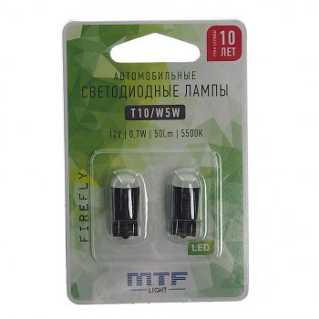 719 р. Лампа светодиодная 12V W5W T10W 2.1х9.5d блистер (2шт.) MTF MTF w5w55un  с доставкой в г. Керчь. Увеличить фотографию 1
