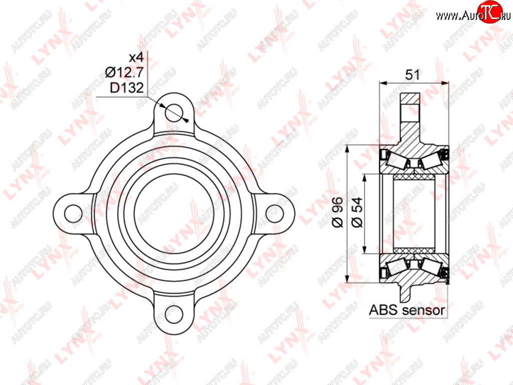 6 799 р. Подшипник ступицы TOYOTA Land Cruiser Prado (J120,J150) передней (с АБС) LYNX LYNX wb1028  с доставкой в г. Керчь